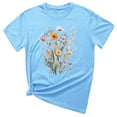 thumbnail image 2 of Sakmal Short Sleeve Plus Size Tops for Women Blue Flower Crew Neck Graphic T-Shirts Ladies Shirts, 2 of 4