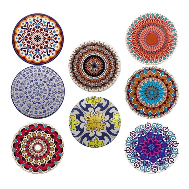 Posavasos redondos de cerámica absorbente para cocina, 6/8 unidades, con soporte para decoración de mesa de comedor 8 piezas