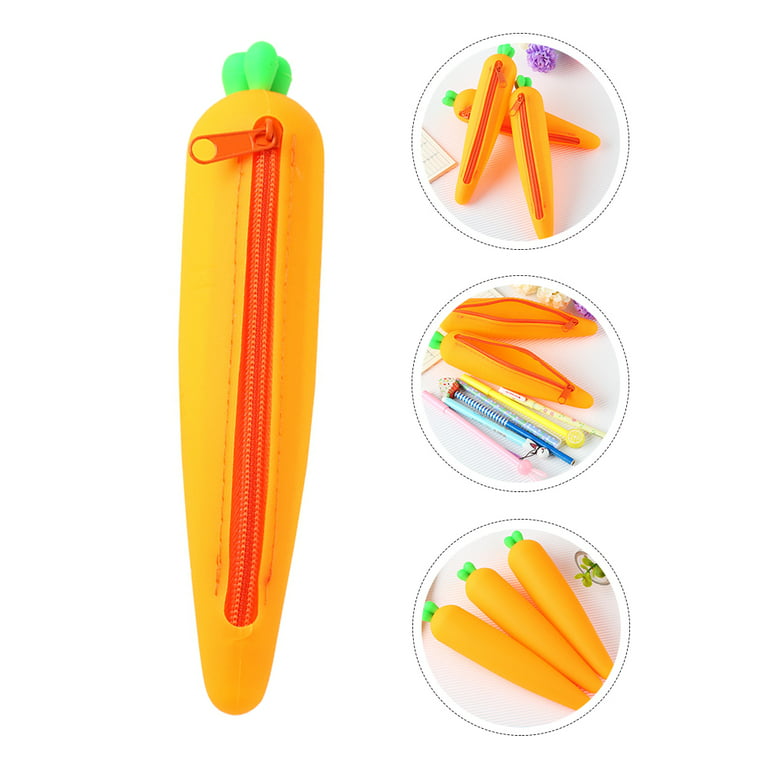 1pc Carrot Shaped Pencil Bag, Cute Portable Stationery Bag For Middle High  College School & Office