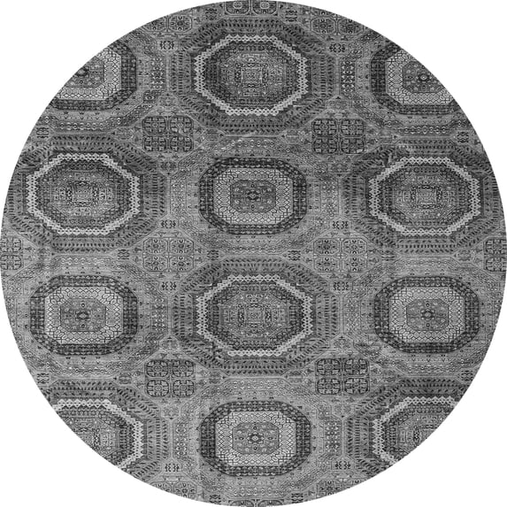 Ahgly Company Indoor Round Abstract Gray Modern Area Rugs, 8' Round