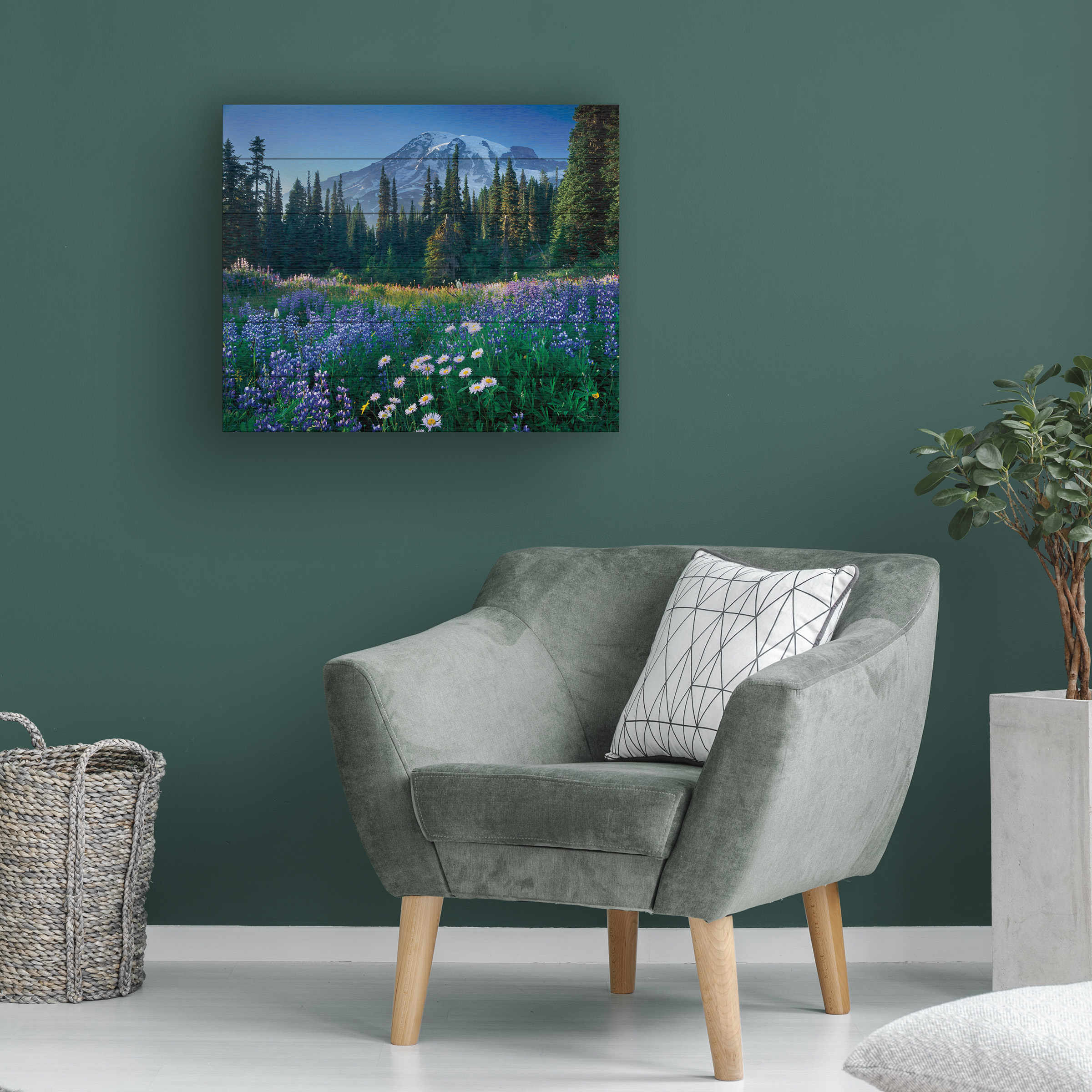 Alan Majchrowicz 'Mount Rainier' Wood Slat Art 18x22