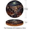 thumbnail image 3 of Christmas 6PCS Round Car Coasters, Microfiber Leather Cup Holders for Car, 11x11 cm/4.3x4.3 in, Absorbent Car Coaster Set of 6, Car Accessories for Women and Men, 3 of 6