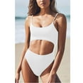 thumbnail image 1 of Maillot de Bain une Pièce pour Femmes, Col Rond, Découpe Frontale, Lacé dans le Dos, Monokini Échancré, Croisé dans le Dos, 1 of 8