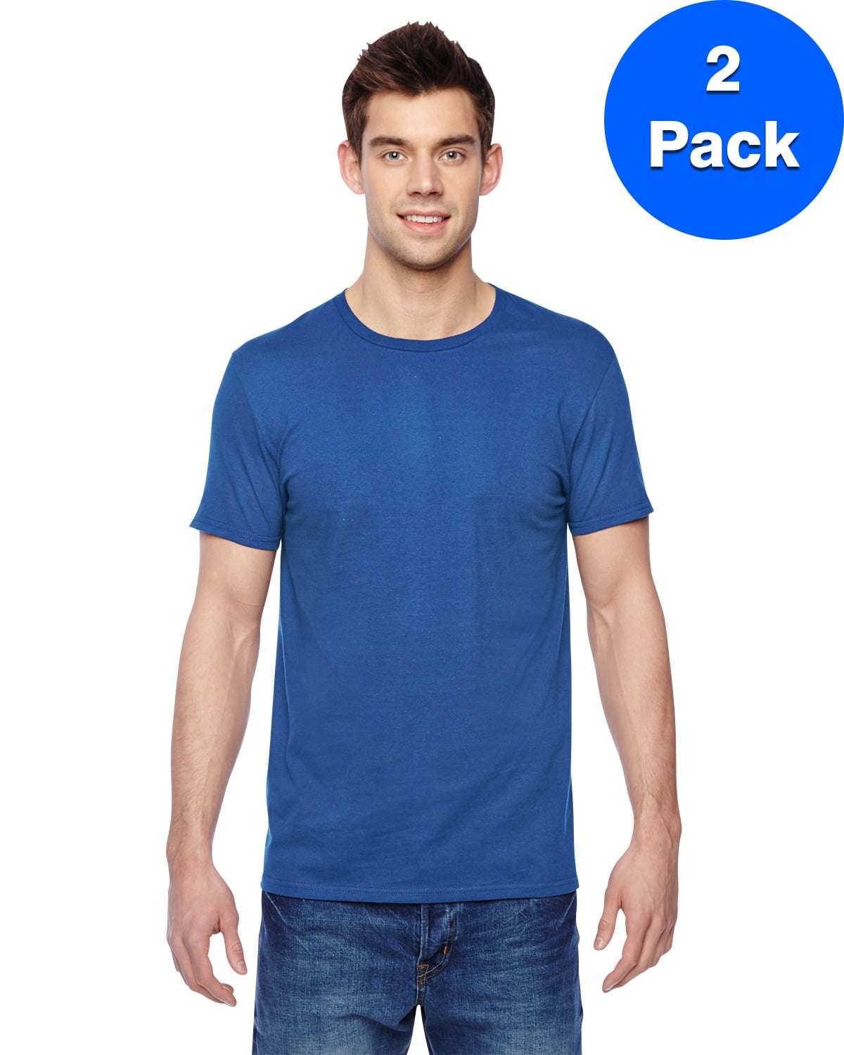 Mens Cotton Jersey Crew T-Shirt SF45R (2 PACK) - Walmart.com