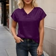 thumbnail image 3 of Satin T Shirts for Women 2026 Summer Short Sleeve V Neck Business Dressy Casual Office Work Tshirt Blouse, 3 of 7