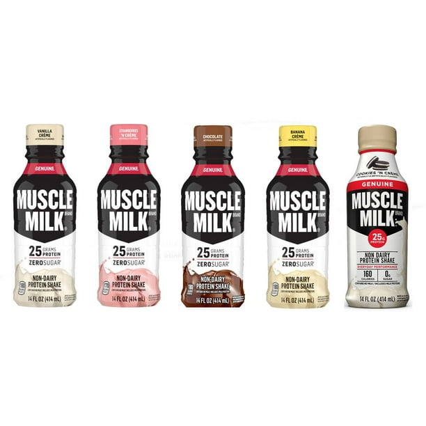 Muscle Milk Genuine Non Dairy Protein Shake, 5 Flavor Variety Pack, 25g