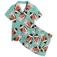 thumbnail image 3 of Tiijoy Big Girls Pajamas Football Print Short Sleeve Button Down Top Shorts Sleepwear, 3 of 3