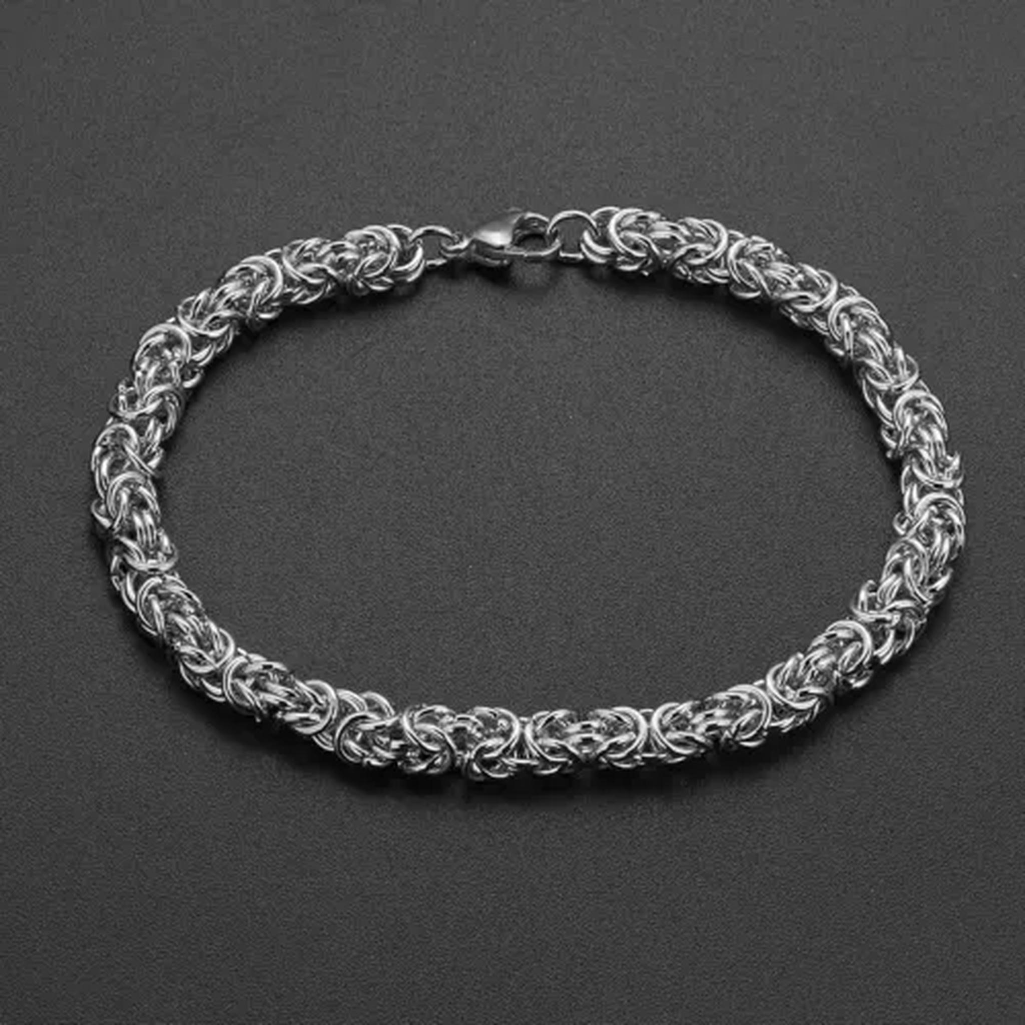 QQTDFG 6/8/11mm Silver Byzantine Polished Stainless Steel Bracelet