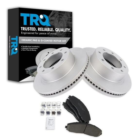 TRQ Front Brake Pad & Rotor Kit Brake Pads Brake Rotor Ceramic Premium G-Coated Fits Select 2013-2019 Ford F-250 Super Duty F-350 Super Duty 2013-2016 F-450 Super Duty