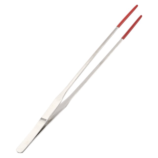 Pinzas para alimentar reptiles, pinzas rectas para acuarios con punta de goma de 10.63 en rojo