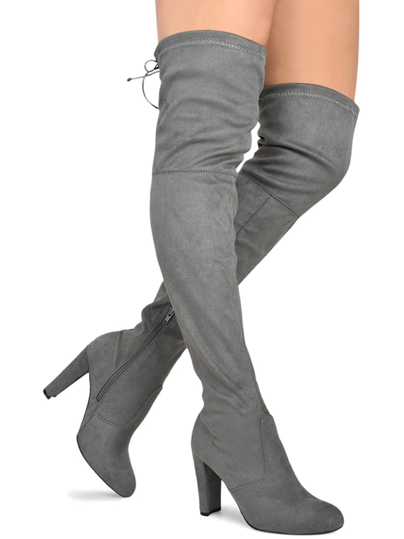 Aminah Knee High Boots Charcoal | Princess Polly Elegant Charcoal Over-the-Knee Boots main image 2