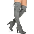 thumbnail image 2 of Wild Diva Lounge Amaya-01 Women's Over The Knee Tie Up High Block Heel Dress Boots, 2 of 5