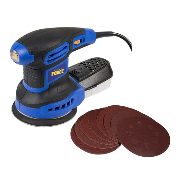 Steel Force PRS5360 5-inch 3.0A Random Orbit Sander with 8Pcs Sandpapers, 6 Variable Speed 6000-13000RPM and High-Performance Dust Collection System for Woodworking