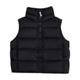 thumbnail image 5 of vokkrv Kids Solid Color Zip Up Sleeveless Jacket, Wind Resistant Warm Casual Outerwear, Fashion Daily Coat for Boys Girls Winter Outdoor Activities Black 3-4 Years, 5 of 7