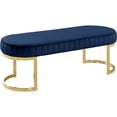 thumbnail image 1 of Meridian Furniture Lemar Contemporary Velvet Bench in Navy, 1 of 4