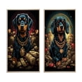 thumbnail image 2 of Designart "Gangster Dachshund Cool Canine Character I" Animals Dog Daschund Framed Wall Art Set Of 2 - Children's Art Black Frame Gallery Set For Office Decor, 2 of 6