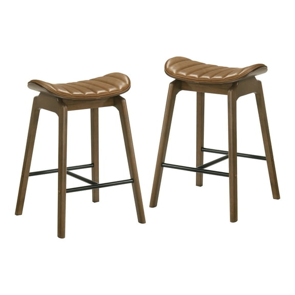 Furniture of America Rusmus Modern Wood Counter Height Dining Chairs, Walnut (Set of 2)