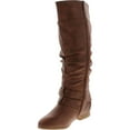 thumbnail image 2 of Top Moda Womens Coco-20 Knee High Round Toe Buckle Slouched Riding Flat Boots, 2 of 4
