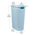 thumbnail image 3 of Mind Reader 40L Slim Laundry Hamper, Clothes Basket, Lid, Wicker Design, Plastic, Baby Blue, 3 of 6