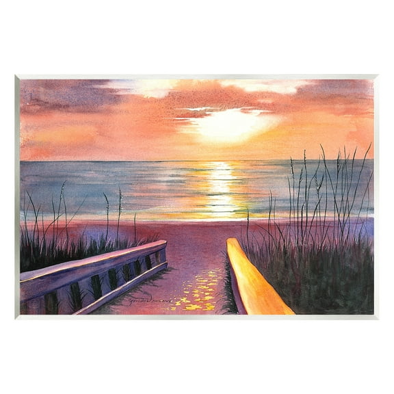 Stupell Industries Sunlit Beach Pathway Landscape Painting Unframed Art Print Wall Art, 15 x 10