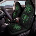 thumbnail image 4 of POLERO Polyester Front Car Seat Covers for Auto, Washable Stretchy Driver Seats Protector Cushion, Green Elephant Mandala, 4 of 7