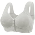 thumbnail image 2 of Gymayou Women Wireless Front Button Vest Bra Full Coverage Comfort Lingerie Wide Non-Slip Strap Easy Front Snap Sleep Underwear Gray 40, 2 of 9