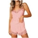 thumbnail image 1 of Conjunto de pijama sexy de encaje liso para mujer, con camisola y pantalones cortos, 2 piezas, tirantes ajustables, 1 of 5
