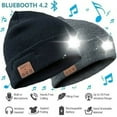 thumbnail image 2 of GRNSHTS Wireless Bluetooth Beanie Headset Hat with LED Light,Built-in Stereo Speaker and Mic Headphone Music Knitted Cap (Black), 2 of 9
