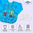 thumbnail image 4 of Abstract Kids Art Smock Apron - Blue Crayon Print Long Sleeve Waterproof Bib for Painting, Feeding and More - 2 Pockets - Microfiber with Vinyl Lining - Extra Small, 4 of 7