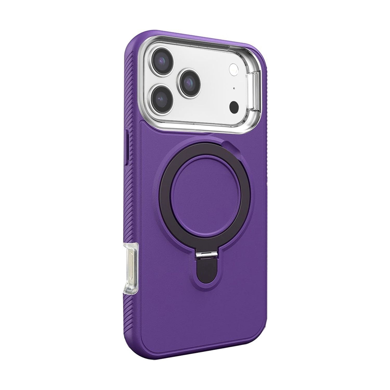Durable Armor Case with Integrated Stand and Wireless Charging Ready for iPhone 17 Pro Max - Purple