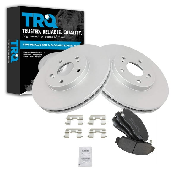 TRQ Front Brake Pad & Rotor Kit Brake Pads Brake Rotor Semi-Metallic Premium G-Coated Fits Select 2001-2003 Acura CL 1999-2008 TL 2004-2010 TSX 2003-2010 Honda Accord