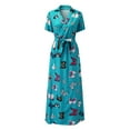 thumbnail image 3 of WTXUE Robe Portefeuille, Robe Longue Moulante pour Femme à Imprimé, Col en V, Laçage aux Hanches, Robe pour Femme, Robe Bleue Femme, Bleu G, 3 of 8