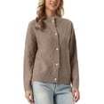 thumbnail image 5 of INSPIRE CHIC Women's Cardigan Sweater Mock Neck Long Sleeve Argyle Cable Button Front Knit Coat Brown XS, 5 of 7