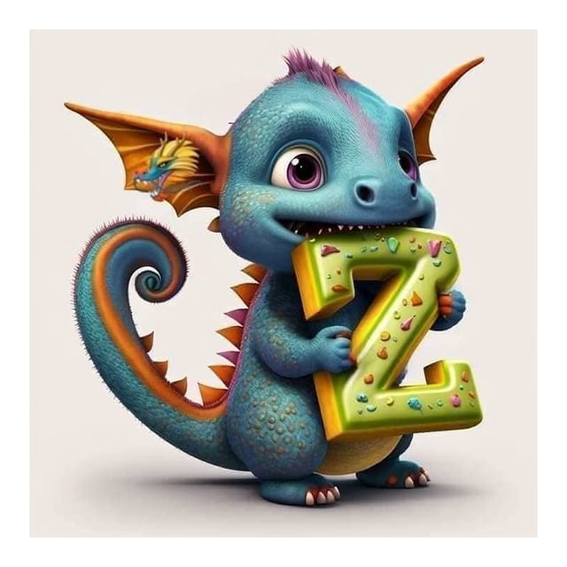 Pintura de diamante 5D DIY taladro redondo completo dinosaurio letra Z decoración del hogar (NH3143) FLhrweasw Nuevo