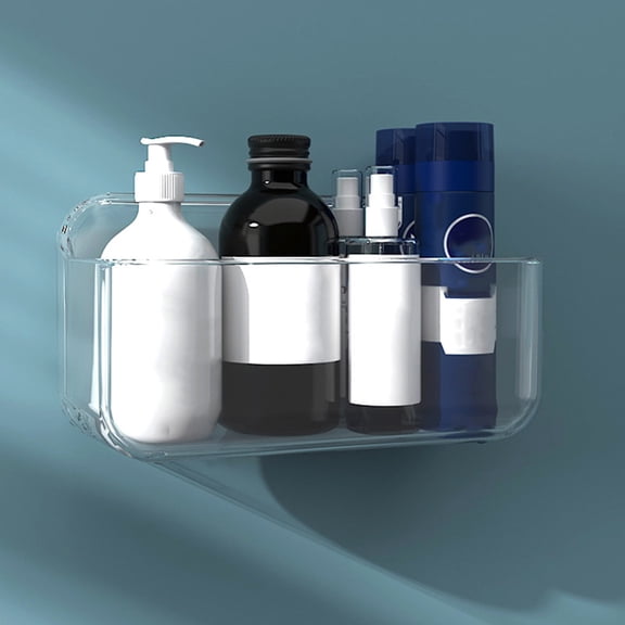 Hemobllo Clear Wall-Mounted Storage Rack for Bathroom Shower Shampoo and Cleaning Supplies