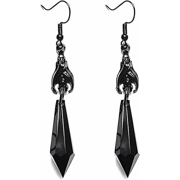 Gothic Dark Bat Earrings for Women Unique Red Black Crystal Gems Bat Earrings Punk Style Bat Animal Earrings Retro Red Black Teardrop Dorian Style Earrings