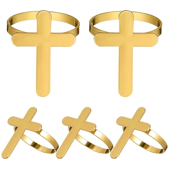 Golden Alloy Cross Napkin Rings for Elegant Table Decor and Secure Napkin Holding 4pcs