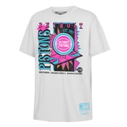 Youth Mitchell & Ness White Detroit Pistons Neon Court Shock T-Shirt