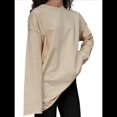 thumbnail image 2 of Camisetas de Larga con Cuello Redondo Extragrande para Mujer, Blusas Básicas de Otoño, Ropa Informal de Entrenamiento Y2K. Albaricoque M, 2 of 7