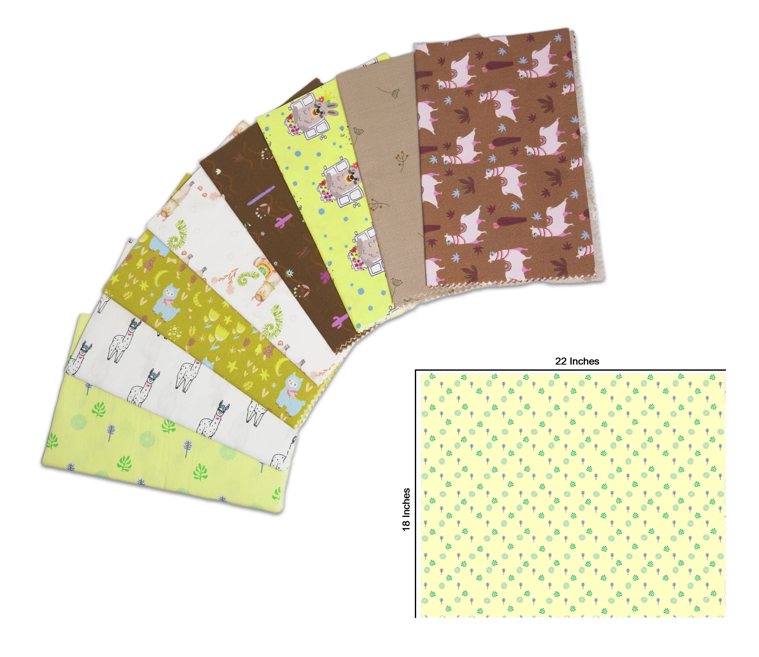 Soimoi 8 Pc Fat Quarter Bundle- African Animals Cartoons Print 18"x 22" DIY Patchwork- 100% Cotton Pre-Cut Quilting Fabric Multicolor