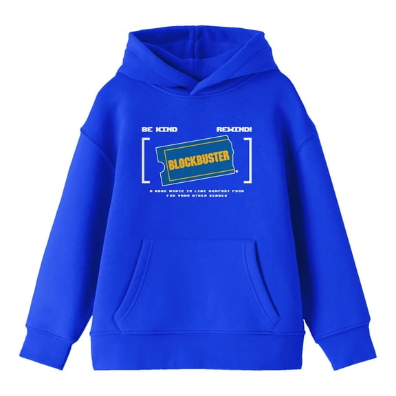 Blockbuster Be Kind, Rewind, Comfort Food Adult Royal Blue Hoodie-M
