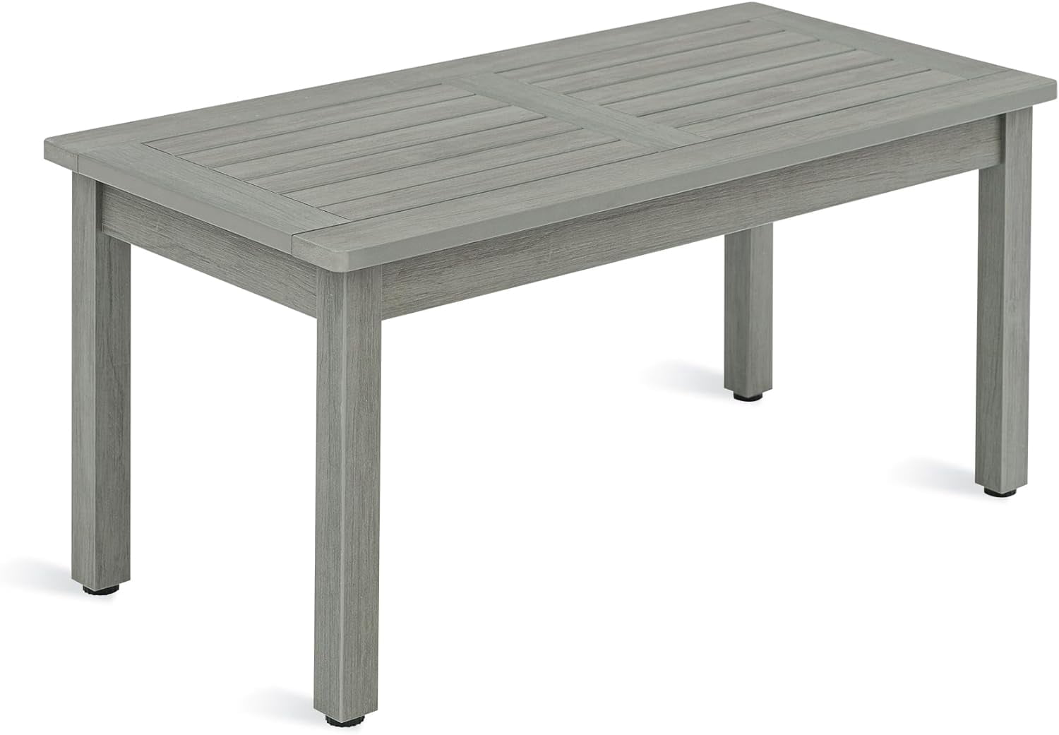 LUE BONA Outdoor Coffee Table Rectangle, HDPS Patio Tables for Outside, 17.7"x 35"x17.7", Light Gray