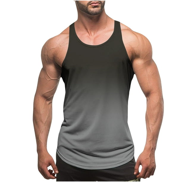 XZNGL Men Tank Tops Summer Mens Tank Top 3D Colorless Gradient Printing  Round Neck Thin Strap Leakage Back Regular Casual Sports Tank Top Blouses  Summer Tank Tops for Men Mens Summer Tank