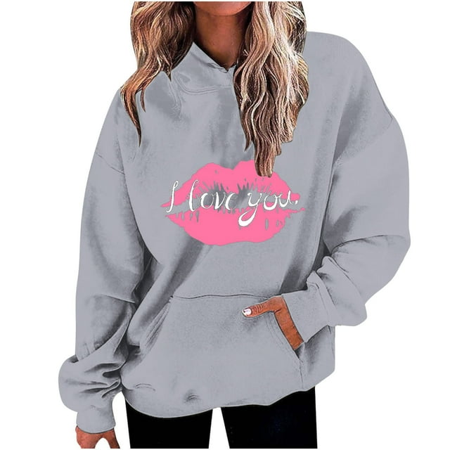 Birdeem Chandails à Capuchon et Chandails pour Femmes, Mode Décontractée, Saint-Valentin, Imprimés, Manches Longues