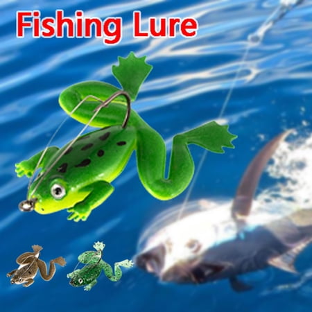 MORESEC under $5 2Pcs Soft Fishing Lure Soft Plastic Frog Fishing Lure Artificial Bait with Hook for Bass Lifelike Topwater Frog Bait Freshwater Saltwater Fishing Tackle