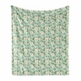 thumbnail image 1 of Floral Soft Flannel Fleece Throw Blanket, Vintage Anemone Flowers and Leaves Garden Art, Cozy Plush for Indoor and Outdoor Use, 70" x 90", Almond Green Multicolor, by Ambesonne, 1 of 6