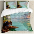 thumbnail image 3 of Farm House Decor Twin Size Duvet Cover Set, Old Chinese Suburbs Lake Canal with Wood Boats Foggy Asian Eastern Rural Scene, Decorative 2 Piece Bedding Set with 1 Pillow Sham, Multi, by Ambesonne, 3 of 3