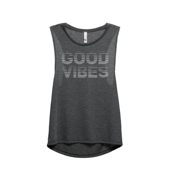 Good Vibes Women's Fashion Sleeveless Muscle Workout Yoga Tank Top Charcoal Grey Medium