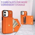 thumbnail image 4 of Allytech Wallet Case Cover for Apple iPhone 11 6.1", Premium PU Leather Multiple Cards Slots Large Space Wallet Case with Crossbody Shoulder Strap for Girls Women - Orange, 4 of 5