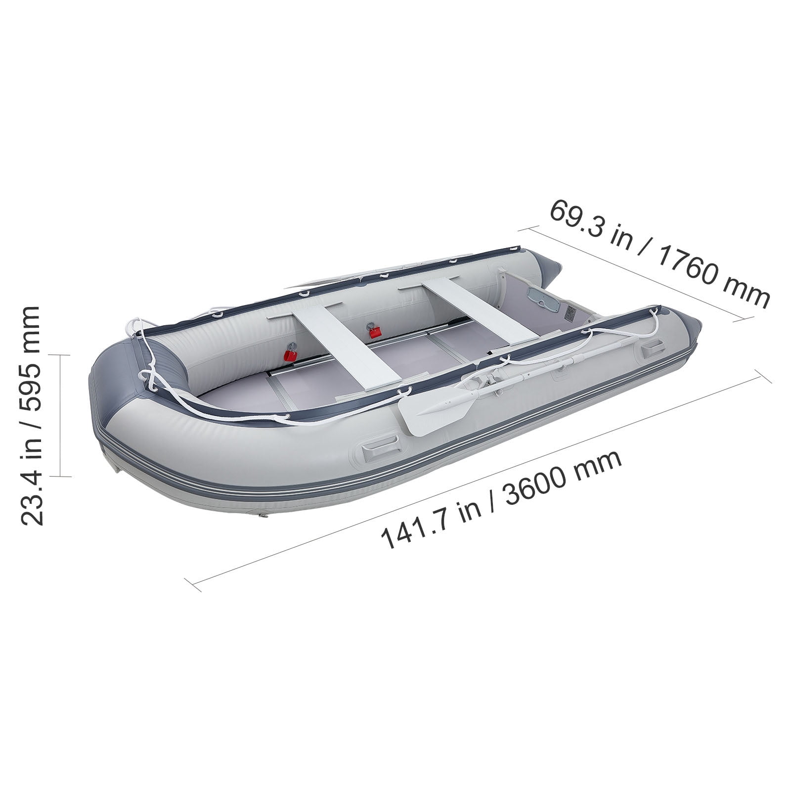 KFFKFF 6-Person Sport Inflatable Dinghy Boat Tender Fishing Boat with Wood Floor